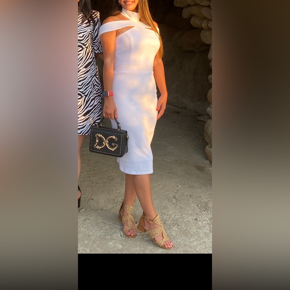 Party , dinner , cocktail white dress